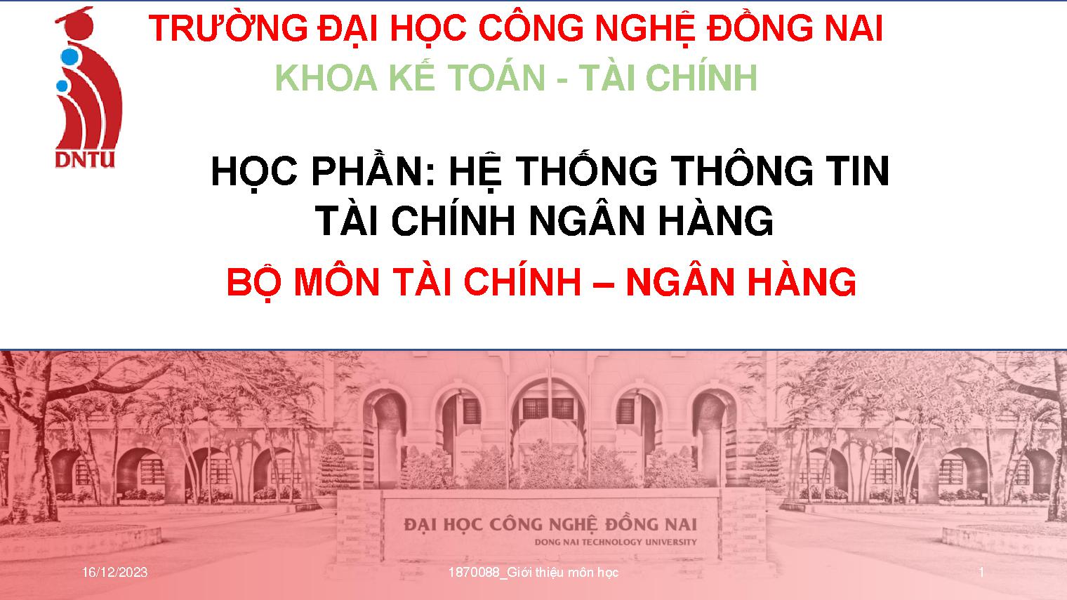 Hệ thống thông tin Tài chính – Ngân hàng