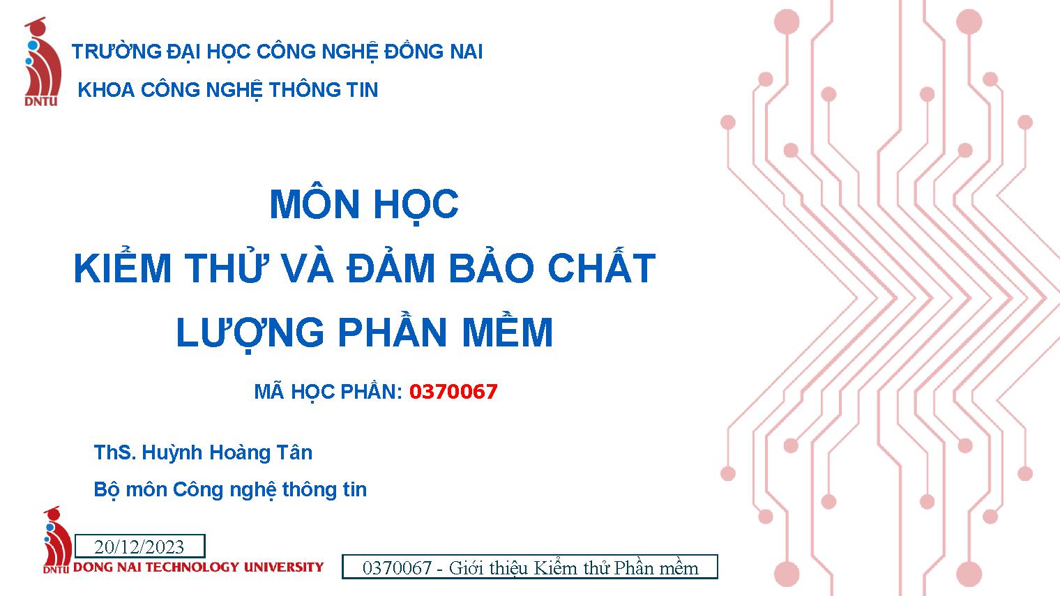 Kiểm thử và đảm bảo chất lượng phần mềm