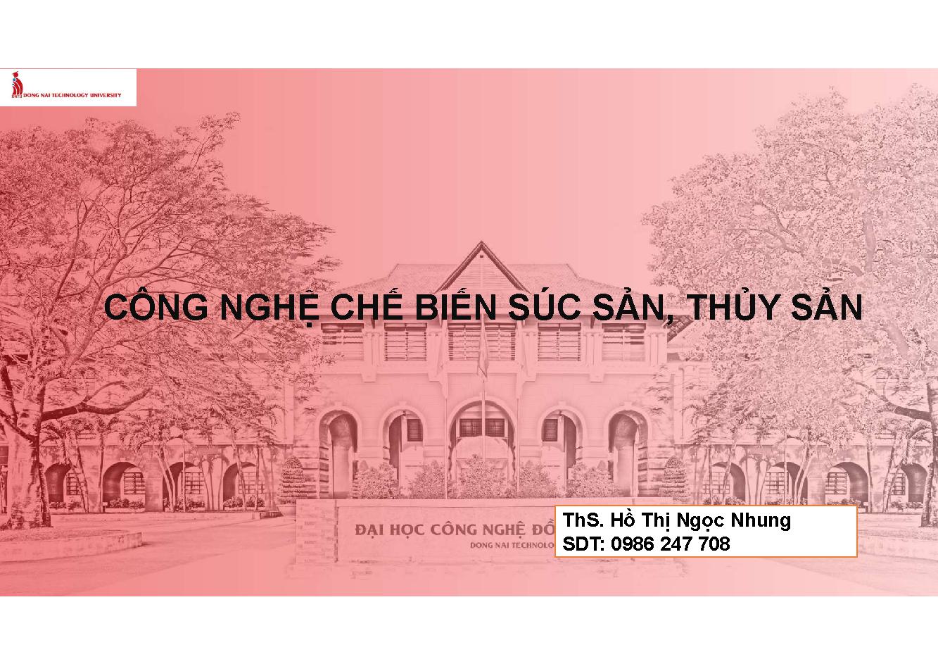 Công nghệ chế biến súc sản, thủy sản