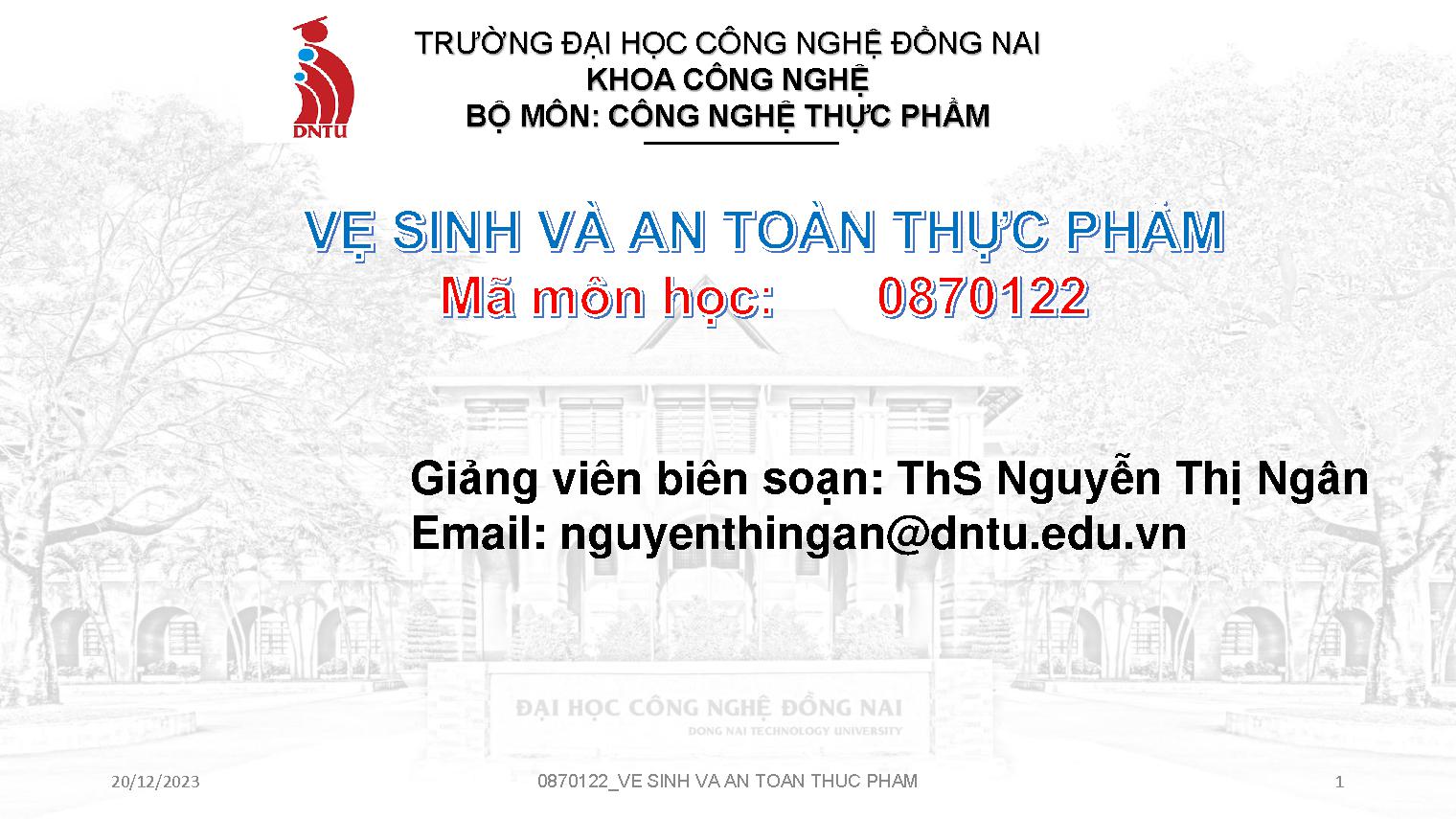 Vệ sinh và an toàn thực phẩm