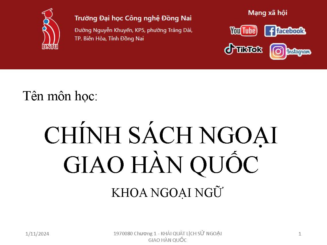 Chính Sách Đối Ngoại Hàn Quốc