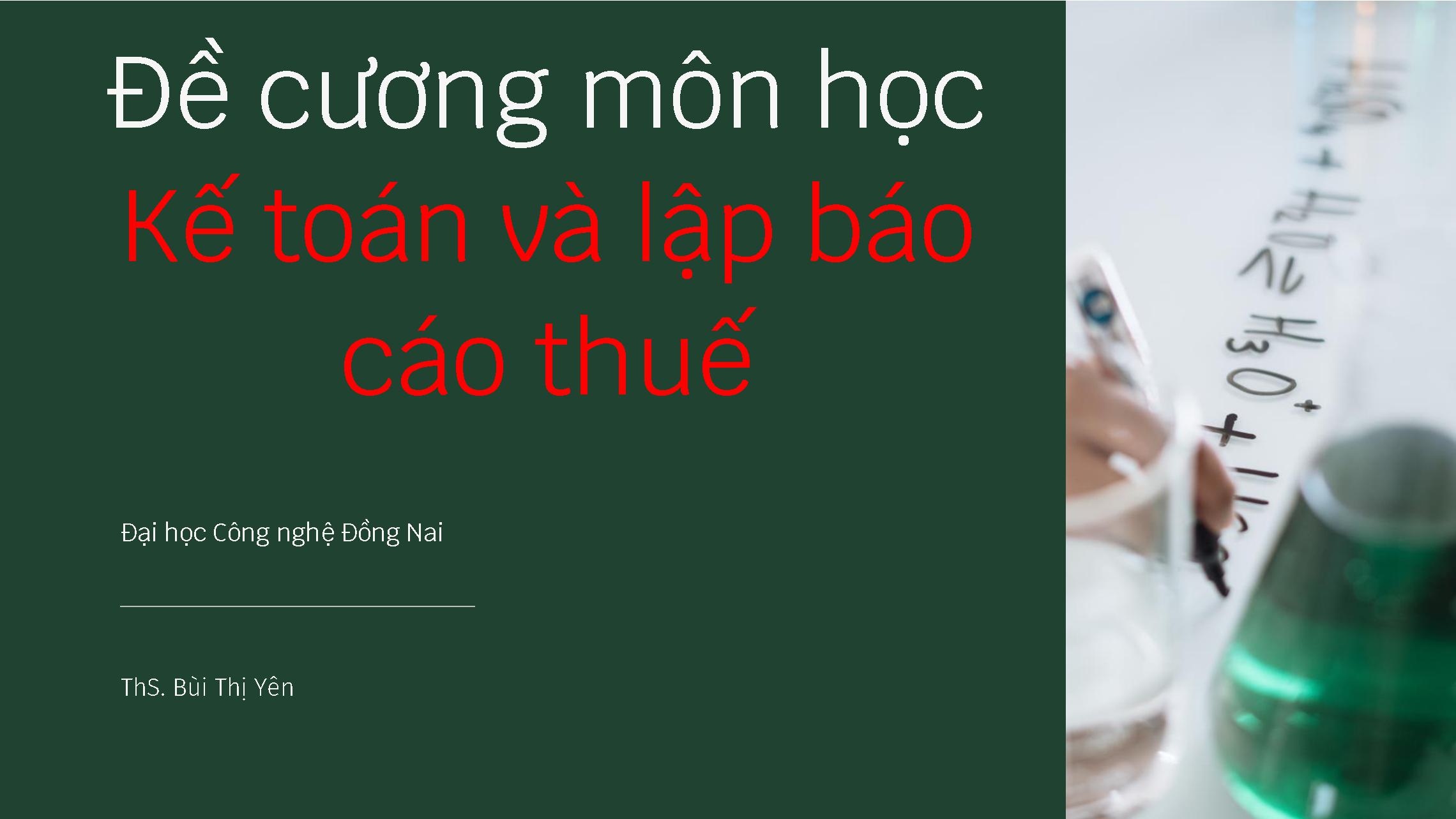 Kế toán và lập báo cáo thuế