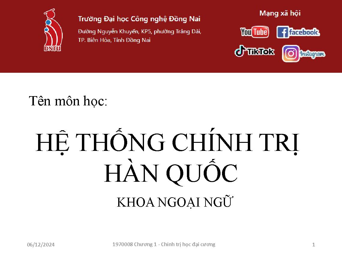 Hệ Thống Chính Trị Hàn Quốc