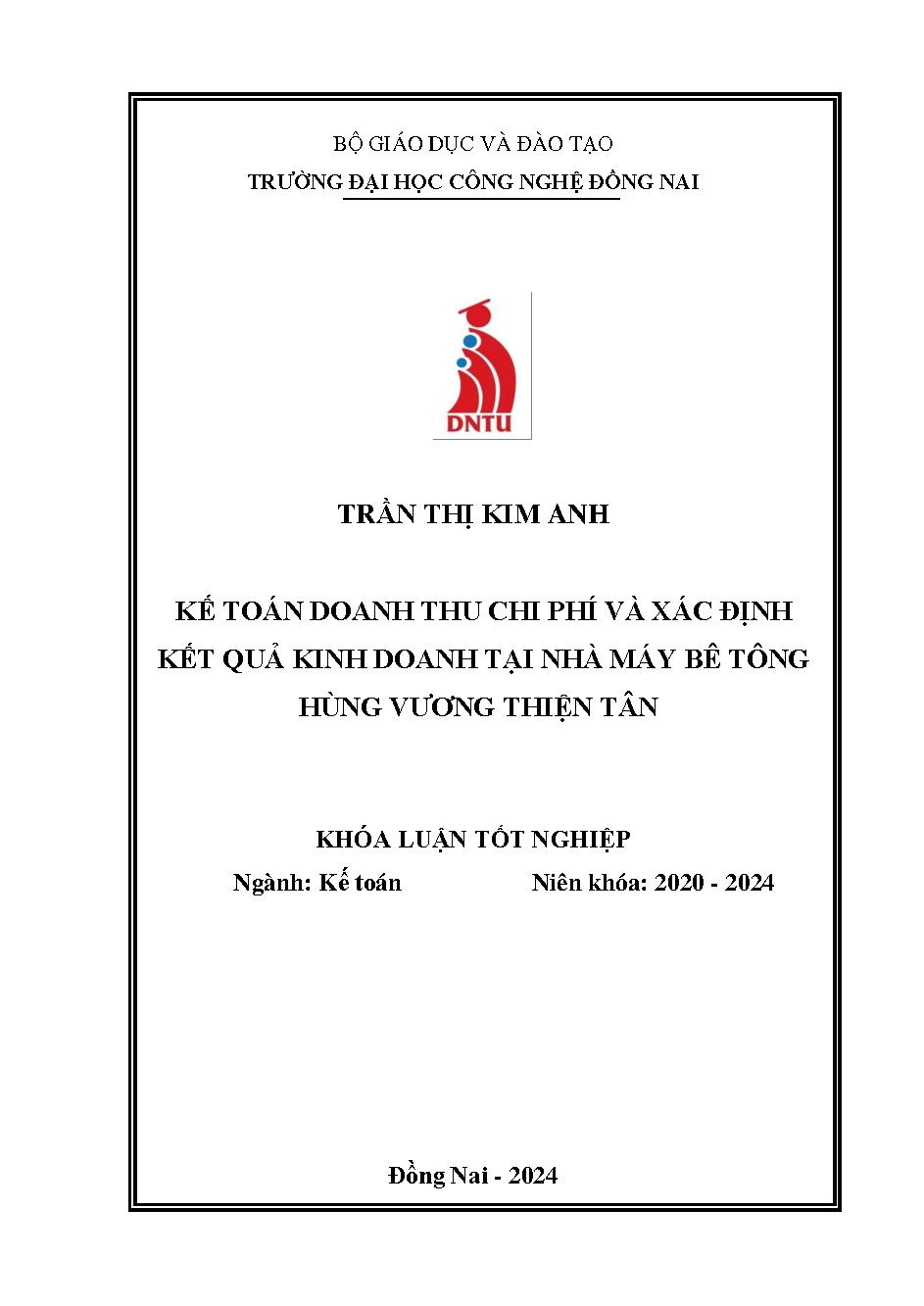 Kế toán doanh thu , chi phí và xác định kết quả kinh doanh tại Nhà máy Bê Tông Hùng Vương - Thiện Tân