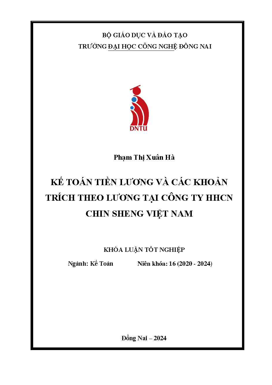 Kế toán Tiền Lương và Các Khoản Trích Theo Lương tại Công ty HHCN Chin Sheng Việt Nam