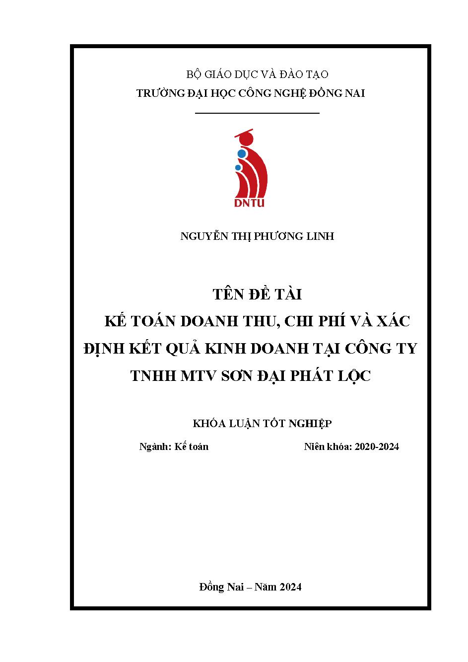 Kế toán doanh thu, chi phí và xác định kết quả kinh doanh tại Công ty TNHH MTV Sơn Đại Phát Lộc