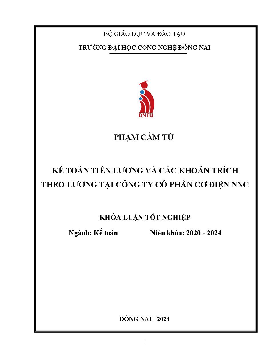 Kế toán tiền lương và các khoản phải trích theo lương Công ty Cổ Phần Cơ Điện NNC