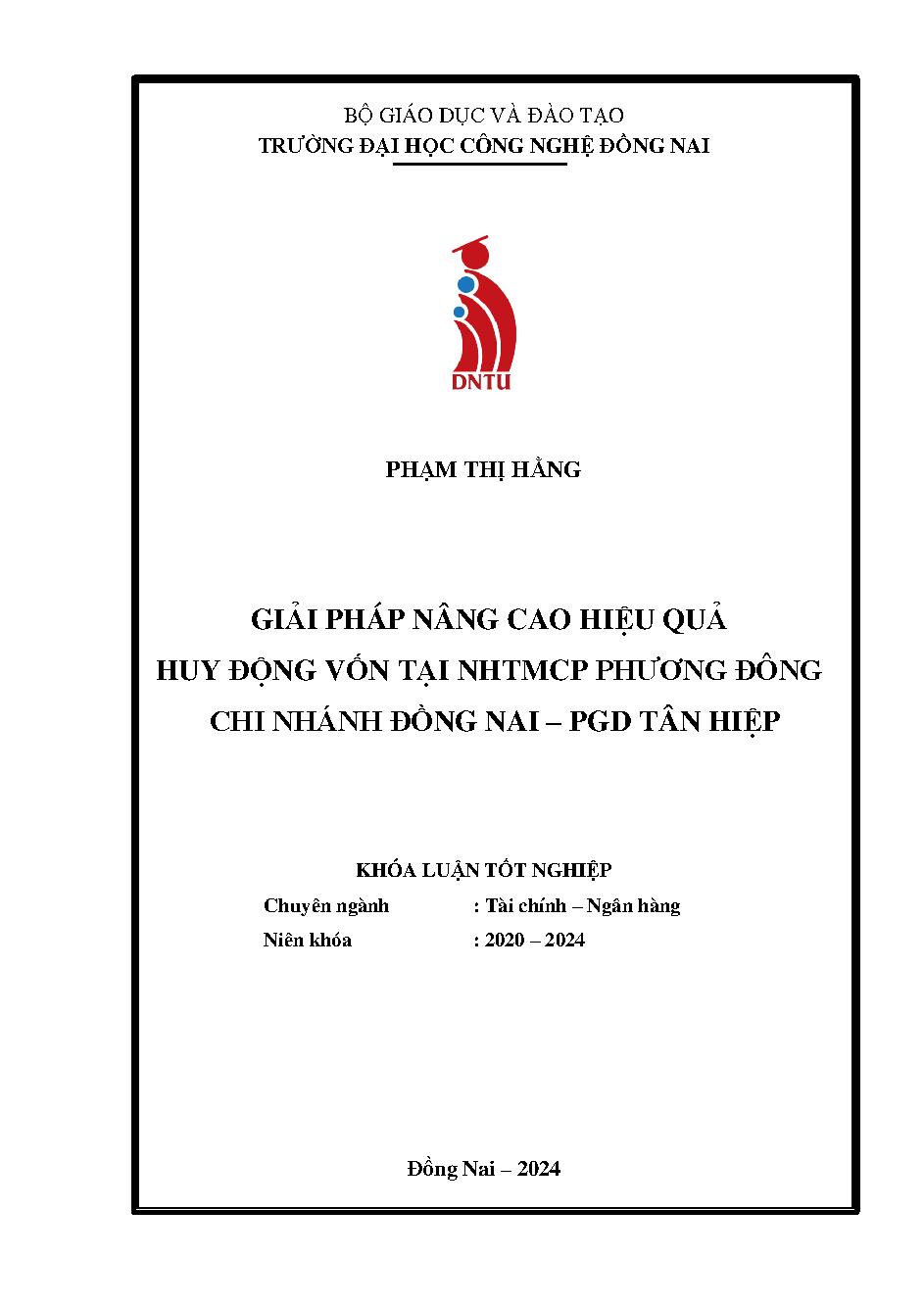 Giải pháp nâng cao hoạt động huy động vốn tại OCB - Chi nhánh Đồng Nai - PGD Tân Hiệp