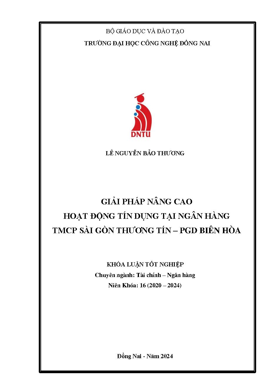 Giải pháp nâng cao hiệu quả hoạt động tín dụng tại Ngân hàng Sacombank – PGD Biên Hòa