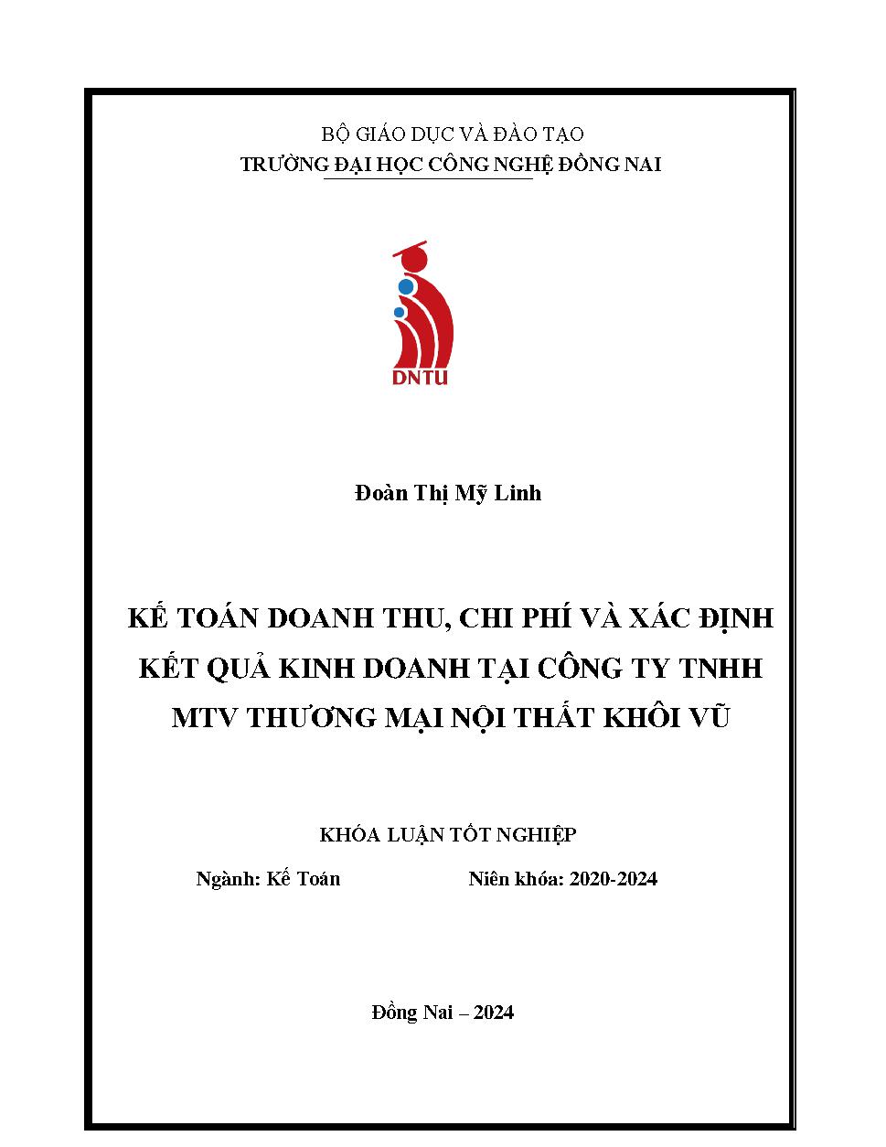 Kế Toán doanh thu, chi phí và xác định kết quả kinh doanh tại Công Ty TNHH MTV Thương mại Nội thất Khôi Vũ