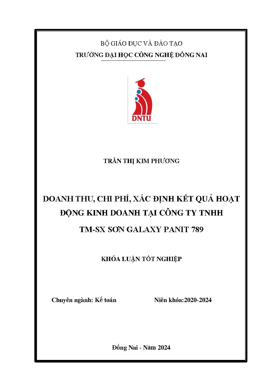 Kế toán Doanh thu, Chi phí và Xác định kết quả kinh doanh tại công ty TNHH TM SX Sơn Galaxy Paint 789