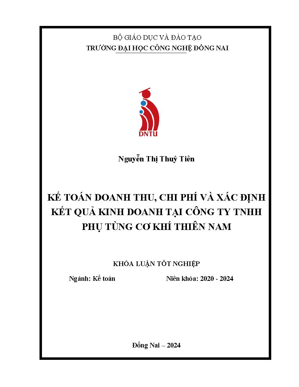 Kế toán Doanh thu, Chi phí và Xác định kết quả kinh doanh tại công ty TNHH Phụ tùng Cơ khí Thiên Nam