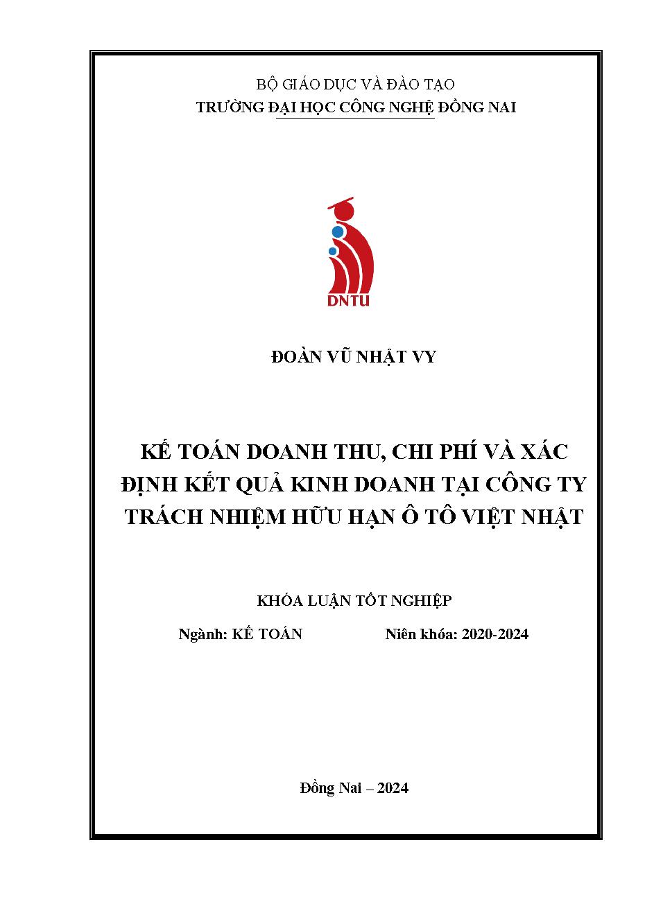 Kế toán Doanh thu, Chi phí và Xác định kết quả kinh doanh tại công ty  TNHH Ô tô Việt Nhật