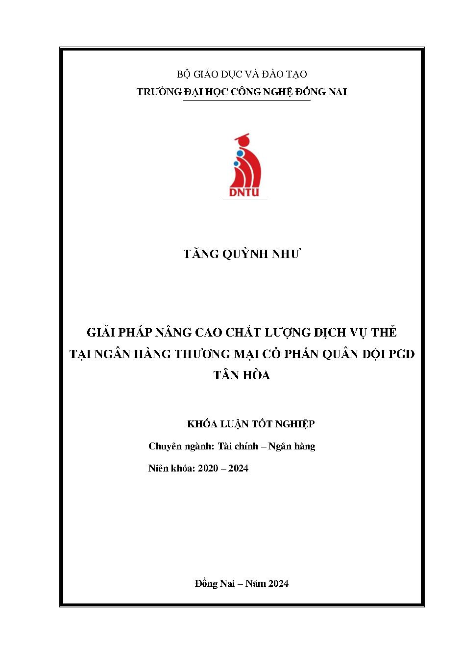 Giải pháp nâng cao chất lượng dịch vụ thẻ tại MBBank – PGD Tân Hòa