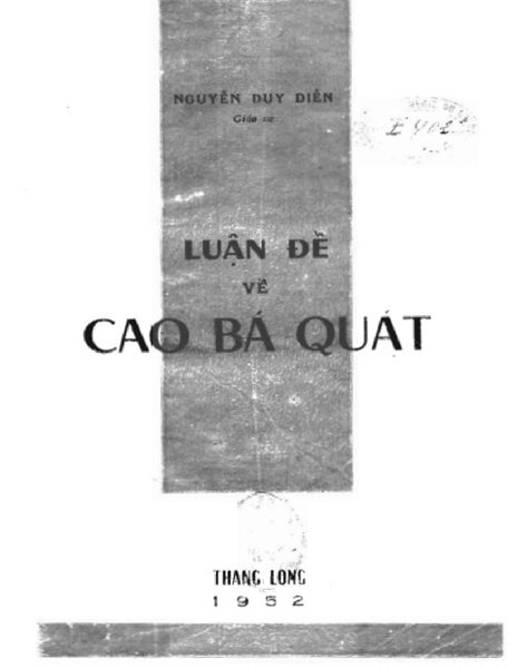 Luận Đề Về Cao Bá Quát – Nguyễn Duy Diễn
