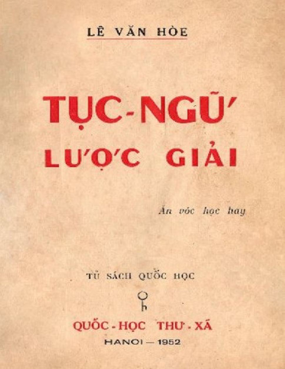 Tục Ngữ Lược Giải Quyển 1 – Lê Văn Hòe